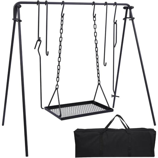 Campfire Swing Grill Stand, Portable Hanging Cooking Grill Rack with Dutch Oven Lid Lifter Wild Frontier Gear LLC