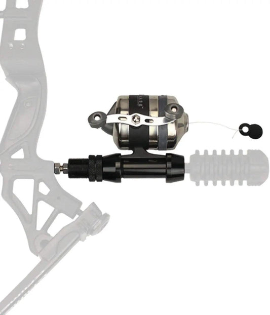 Bowfishing Spincast Reel with Adjustable Fishing Reel Seat for Right and Left Hand Use on Compound Bows - Wild Frontier Gear LLC