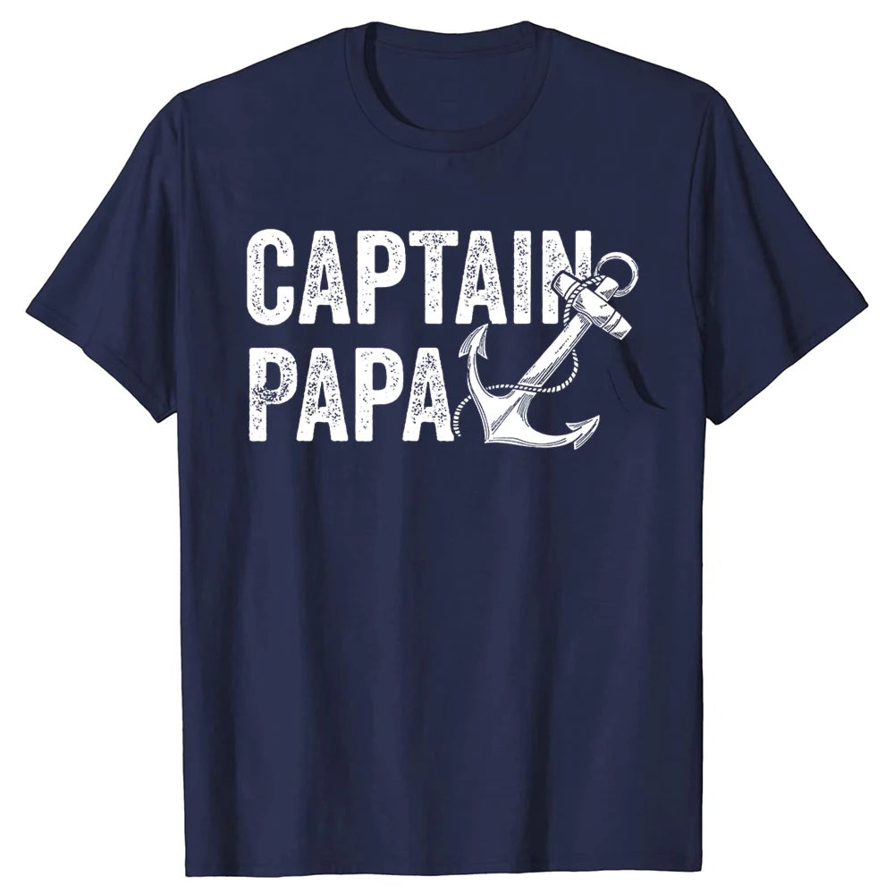 Captain Papa Pontoon Gift Sailor Fishing Boating T Shirts Summer Style Graphic Cotton Streetwear Short Sleeve Birthday T-shirt - Wild Frontier Gear LLC