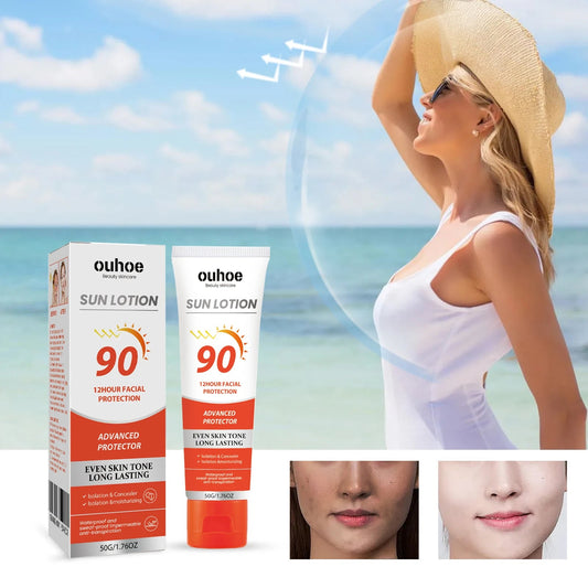 OUHOE Sun Lotion 12 Hour Facial Body Long Lasting Summer Outdoor Isolation Protection UV Refreshing Light Moisturizing Cream Wild Frontier Gear LLC