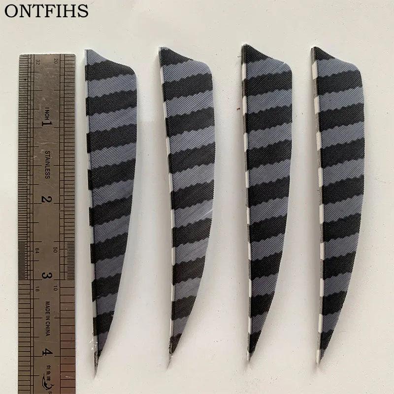 24 Pcs ONTFIHS 4Inch Fletching Arrow Striped Shield Cut Turkey Feather Archery DIY Hunting Accessories - Wild Frontier Gear LLC