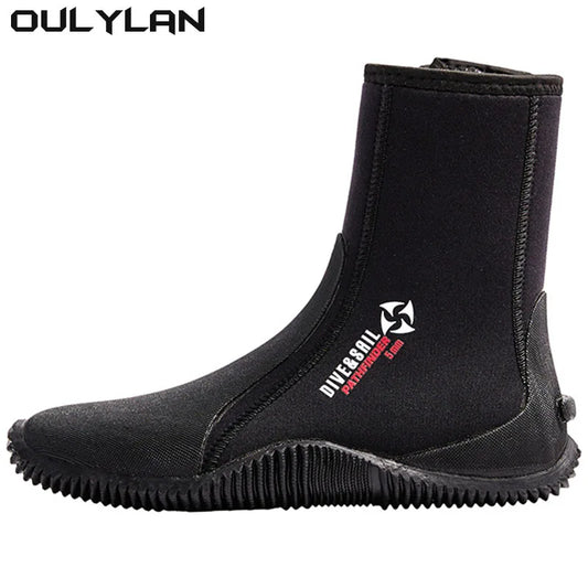 Oulylan Zipper For Surf Scuba 1 Pair Premium Neoprene Diving Boot 5m Water Shoes Wetsuit Booties With Anti-Slip Rubber Sole