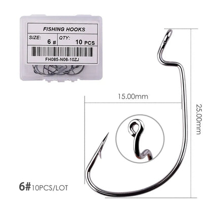10pcs/ Box Fishing hook Offset 8# - 5/0# crank hook for soft worm bait fishhook crankbait fishing tackle accessories pesca hooks