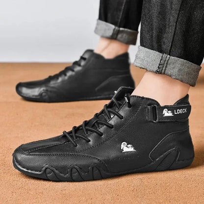 Men Boots Casual Motorcycle Winter Shoes 2023 Waterproof High Top Sneakers Luxury Footwear - Wild Frontier Gear LLC