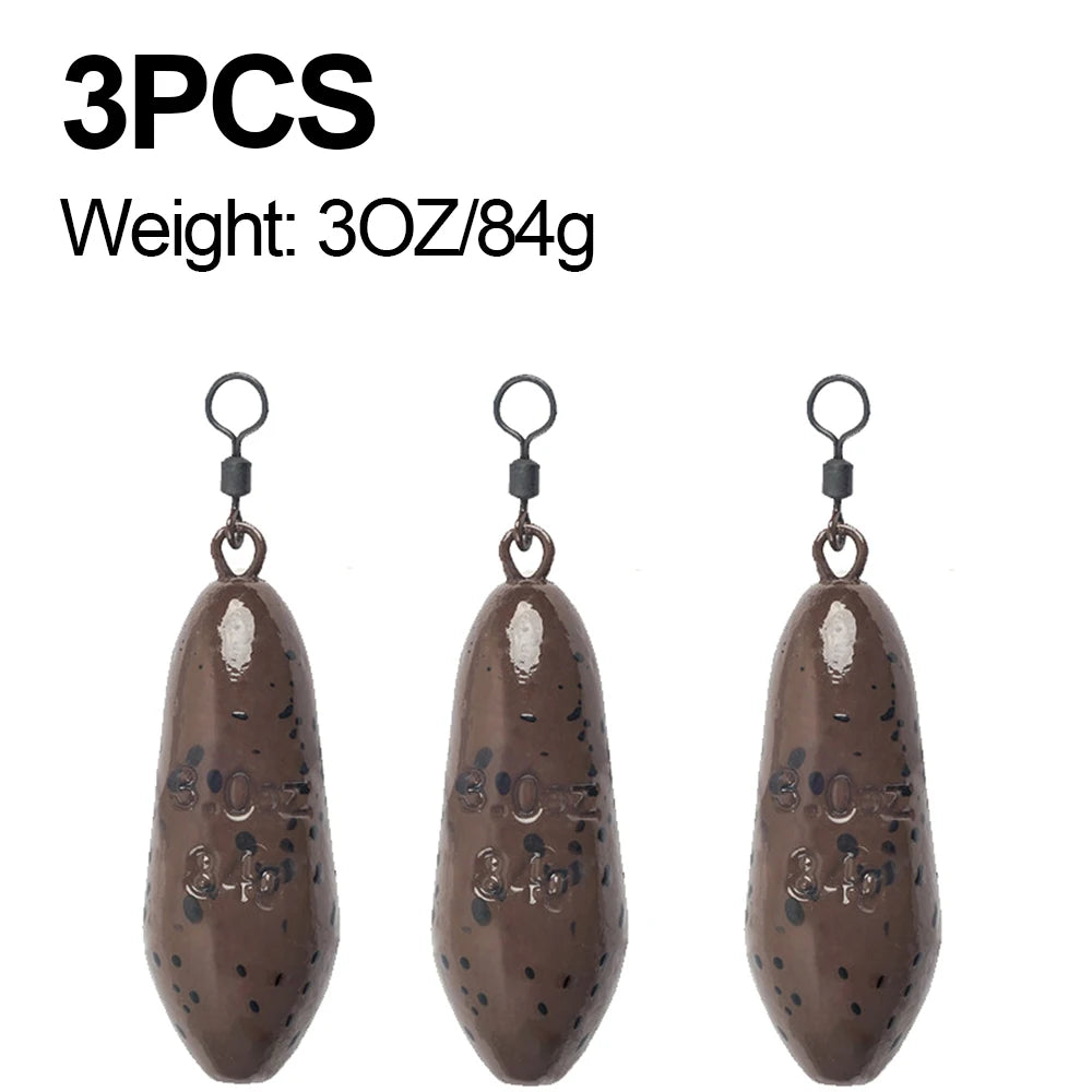 3Pcs Drop shot Carp Fishing weight Carp sinker with swivel for Catfish Surf Trolling jig lure fishing Tackle  2/2.5/3/3.5/4OZ
