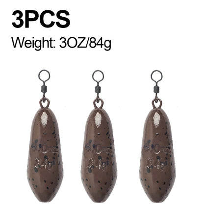3Pcs Drop shot Carp Fishing weight Carp sinker with swivel for Catfish Surf Trolling jig lure fishing Tackle  2/2.5/3/3.5/4OZ