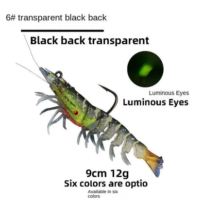 1Pcs Lifelike Artificial Luminescent Shrimp Fishing Lure Fishing Luminous Lures Fishing Bait Hooks 9cm 12g Shrimp Fake Bait