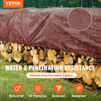 VEVOR Heavy Duty Tarp 16 Mil Thick  Waterproof Tear Proof Poly Plastic Tarps Cover  Multi-Purpose Outdoor Tarpaulin for Truck Wild Frontier Gear LLC
