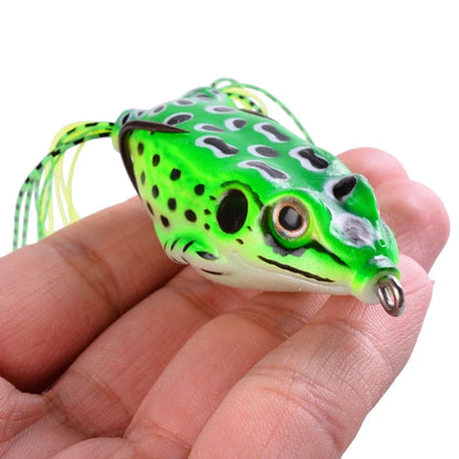 15pc/set Frog Soft Lure Tube Bait Plastic Fishing Lure with Fishing Hooks Topwater Ray Frog Artificial 3D Eyes Fishing Lures Set