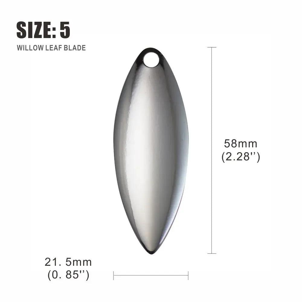Countbass 50pcs Nickel-Plated Steel Willow Spinner Blades for DIY Fishing Lures - Smooth Finish, Perfect for Tackle Craft - Wild Frontier Gear LLC