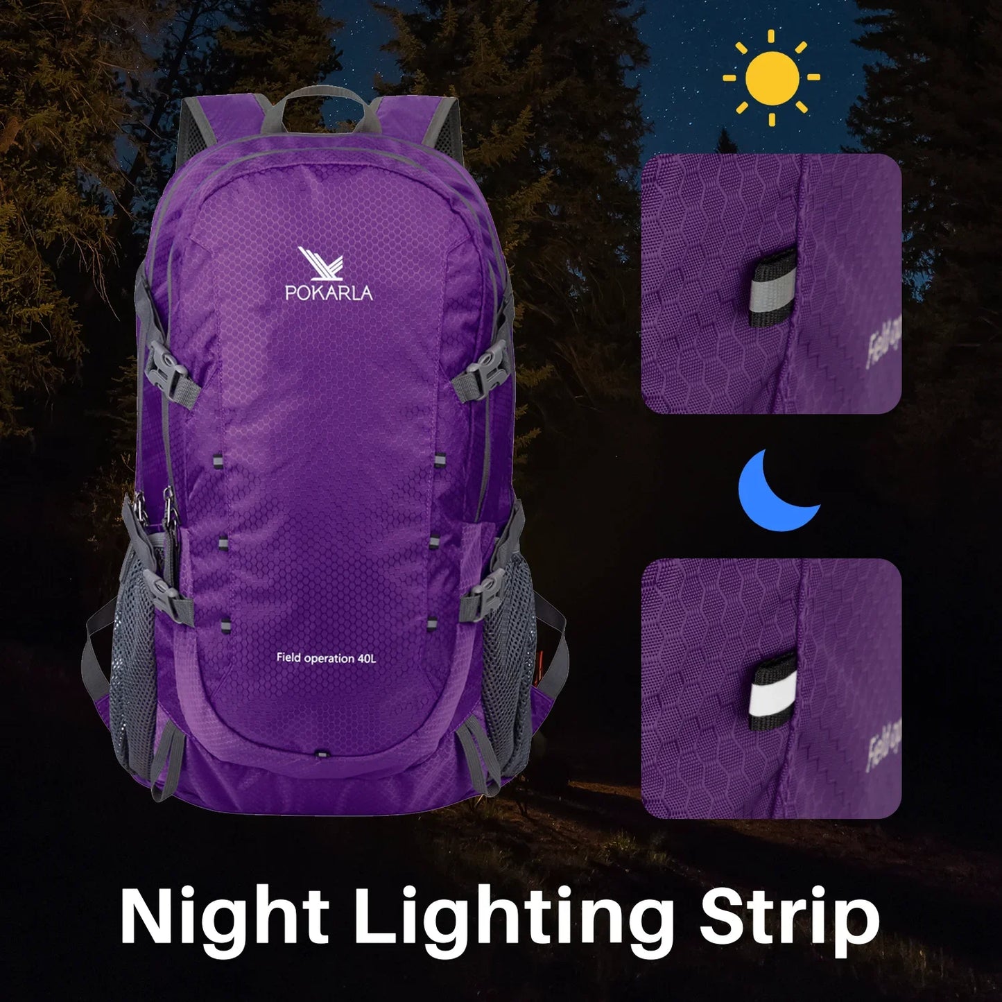 POKARLA 40L Lightweight Packable Backpack Hiking Daypack Walking Rucksack Foldable Camping Sports Outdoor Knapsack for Women Men