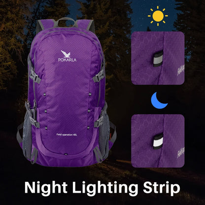 POKARLA 40L Lightweight Packable Backpack Hiking Daypack Walking Rucksack Foldable Camping Sports Outdoor Knapsack for Women Men