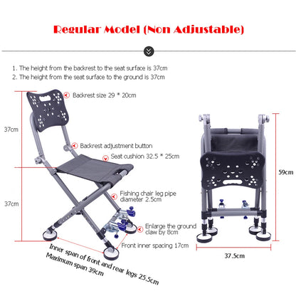 Folding Camping Chair Stool Portable Fishing Chair 180 Degree Adjustable Backrest Four-leg Recliner Aluminum Alloy Fish Chair - Wild Frontier Gear LLC