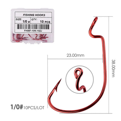 10pcs/ Box Fishing hook Offset 8# - 5/0# crank hook for soft worm bait fishhook crankbait fishing tackle accessories pesca hooks