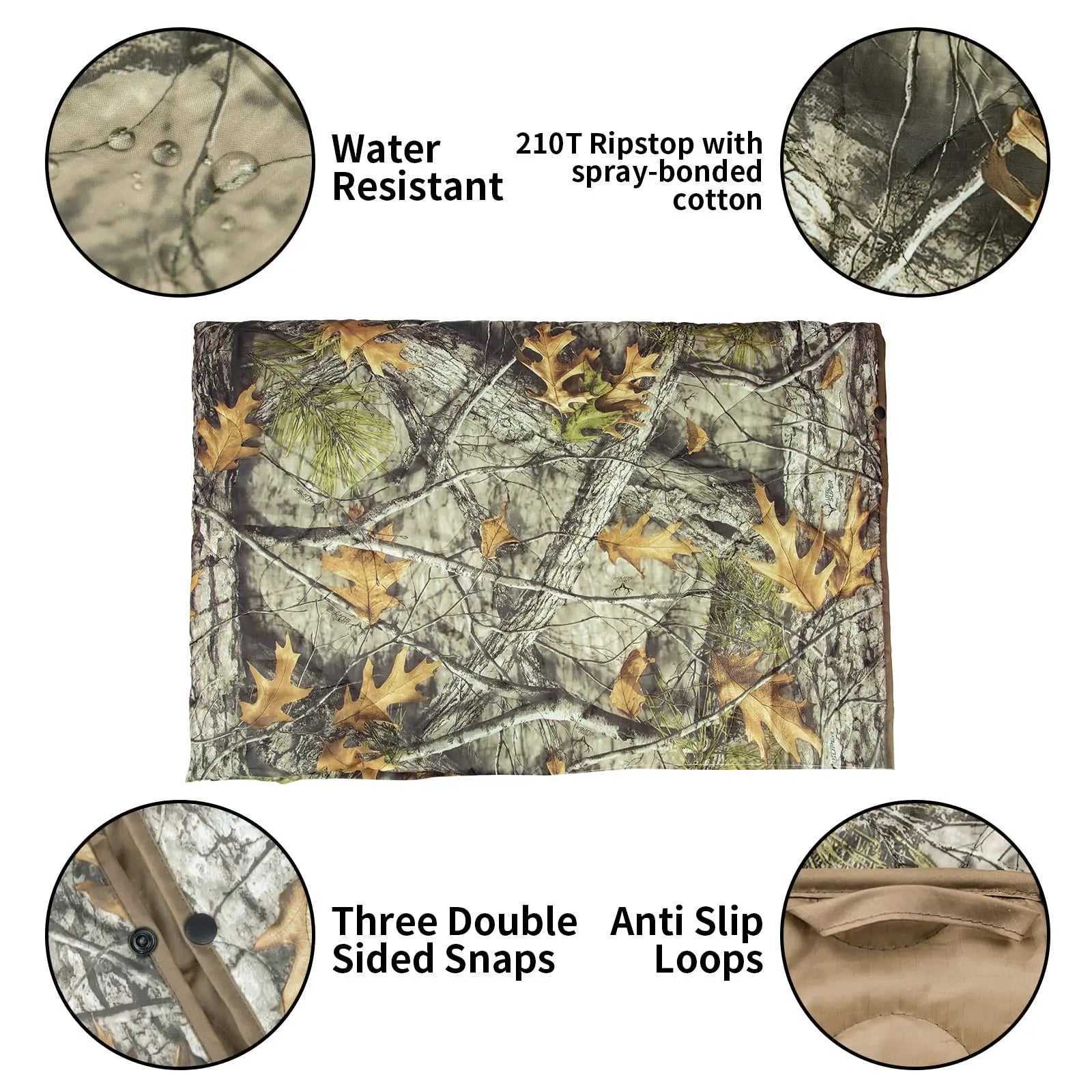 Vilead Maple Winter Warm Waterproof Quilt Wearable cape With Button Camo Woobie Blanket Waterproof Poncho Liner for Outdoor Camp Wild Frontier Gear LLC