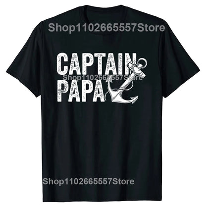 Captain Papa Pontoon Gift Sailor Fishing Boating T Shirts Summer Style Graphic Cotton Streetwear Short Sleeve Birthday T-shirt - Wild Frontier Gear LLC