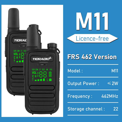 TIDRADIO 2pcs TD-M11 Mini Walkie Talkie FRS Long Range Rechargable Portable Kids Two Way Radio Type-C Charger for Camping Trip