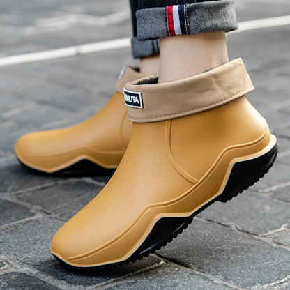 Fashion Couple's Outdoor Rain Boots New Men High Top Hiking Fishing Water Shoes Anti-slip Chef Work Ankle Boots Waterproof Shoes - Wild Frontier Gear LLC
