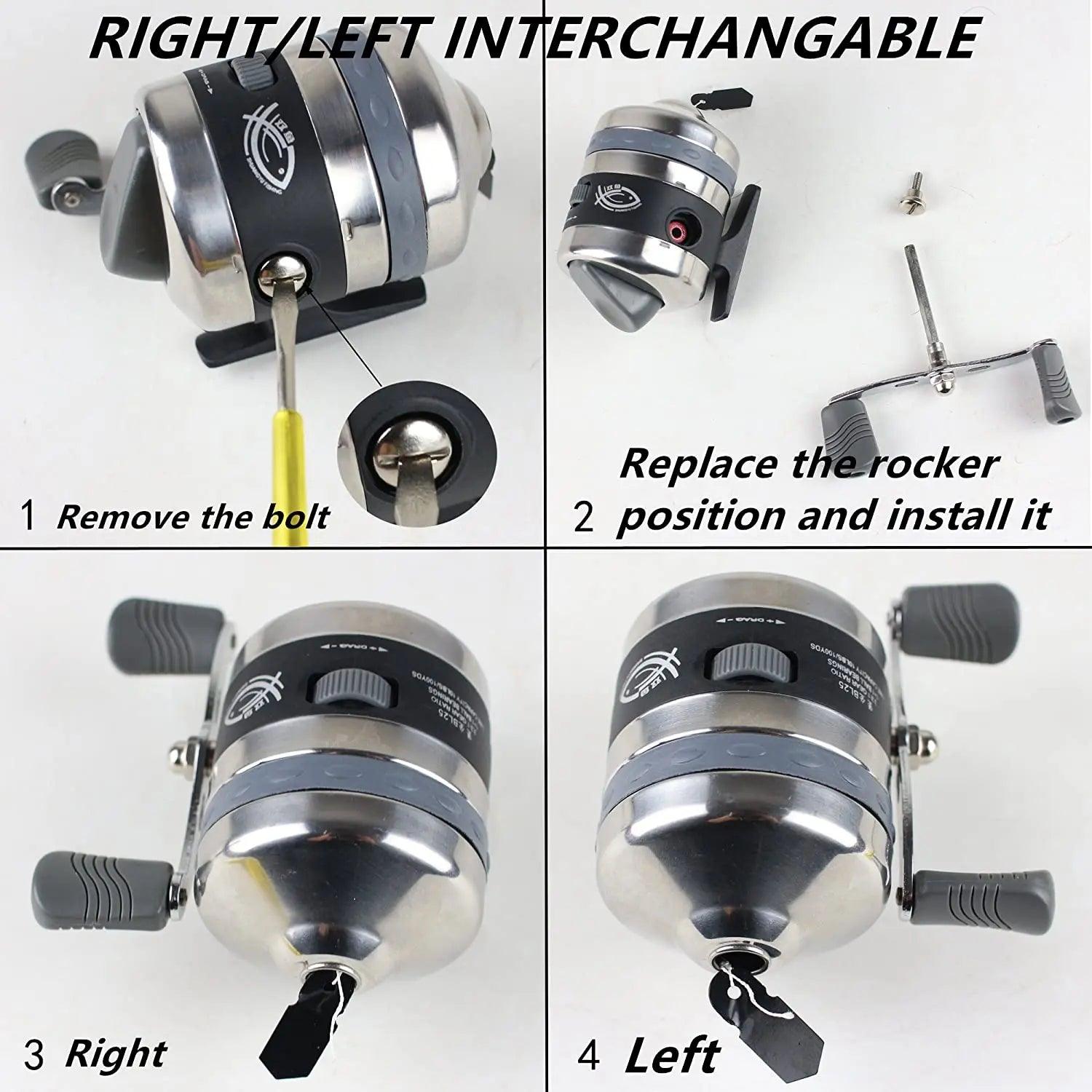 Bowfishing Spincast Reel with Adjustable Fishing Reel Seat for Right and Left Hand Use on Compound Bows - Wild Frontier Gear LLC