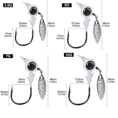 3pcs Jig Head Hook 3.5g 5g 7g 10g Fishing Hook Rotating Sequins Jig Lure Metal Spoons Hard Baits For Soft Worm Fishing Tackle