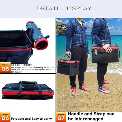 Portable EVA Thicken Waterproof Zipper Fishing Box Portable Folding Bag for Live Fish Bucket, Fishing Tackle with Shoulder Strap - Wild Frontier Gear LLC