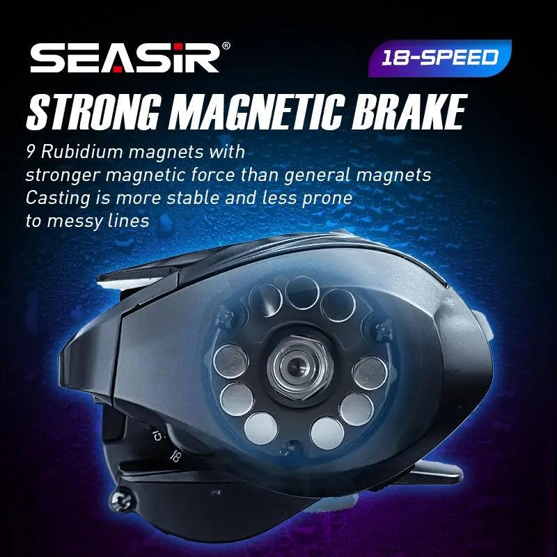 SEASIR CAST-X Baitcasting Fishing Reel with Dual Spools, 7.3:1 Gear Ratio, Lightweight Aluminum, Carbon Grip for Freshwater and Saltwater Fishing - Wild Frontier Gear LLC