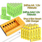 Skywolfeye 30pcs/24pcs/18pcs/12pcs/6pcs AA AAA NiMh 1.2V 700mah Rechargeable Battery Set with 6 Slot Battery Charger Wild Frontier Gear LLC