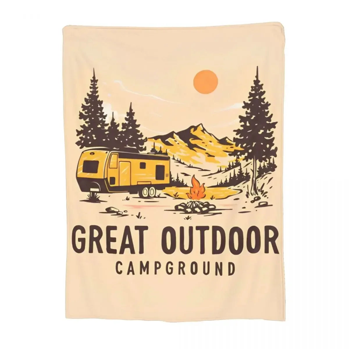 CamperVan Knitted Blanket Fleece Summer Happy Camper Lightweight Throw Blankets for Car Sofa Couch Bedroom Quilt Wild Frontier Gear LLC