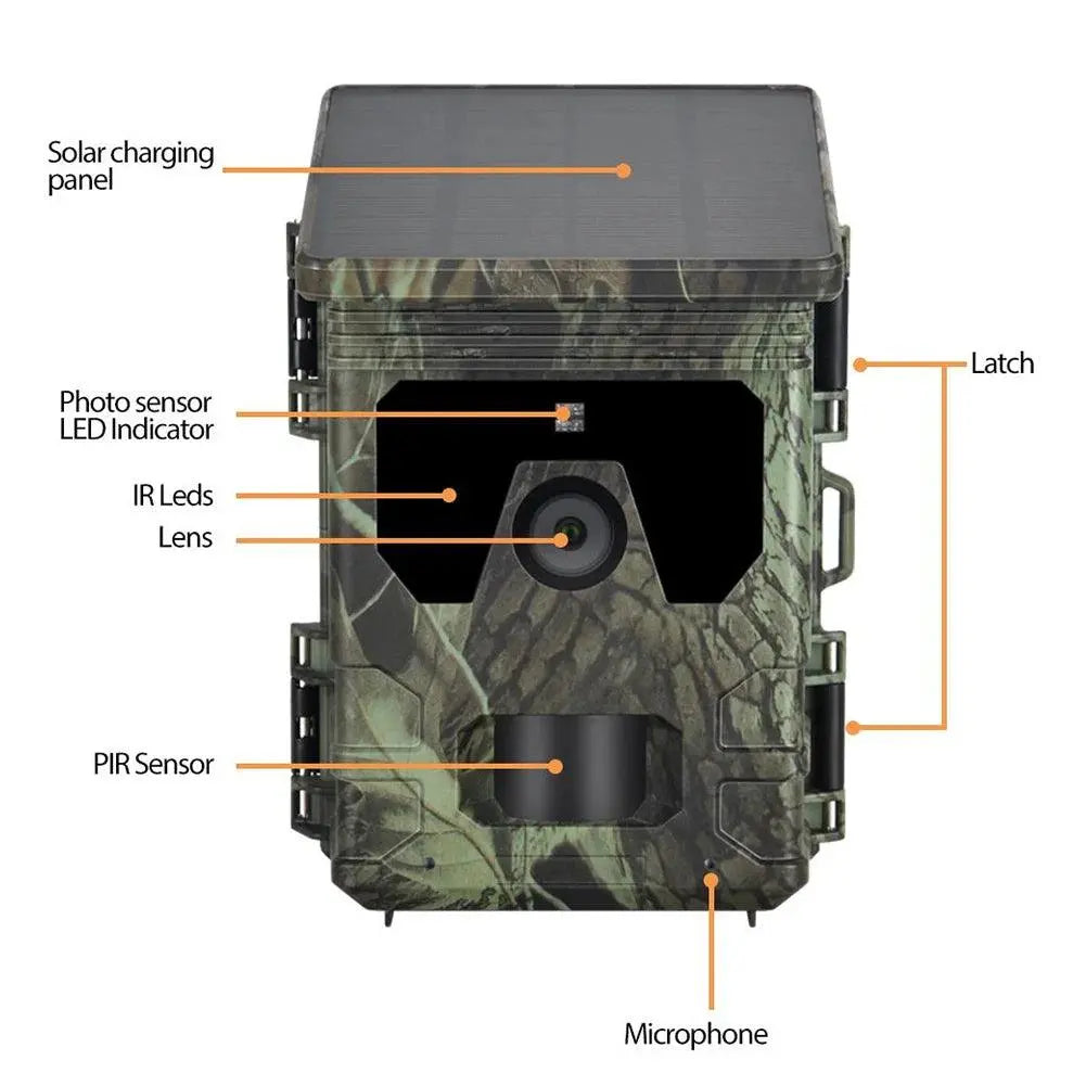 Solar-Powered Wildlife Camera 24MP 1080P with Infrared Night Vision and Fast Trigger Speed for Hunting and Observation - Wild Frontier Gear LLC