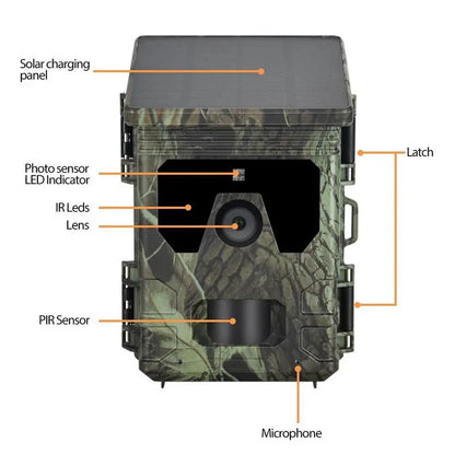 Solar-Powered Wildlife Camera 24MP 1080P with Infrared Night Vision and Fast Trigger Speed for Hunting and Observation - Wild Frontier Gear LLC