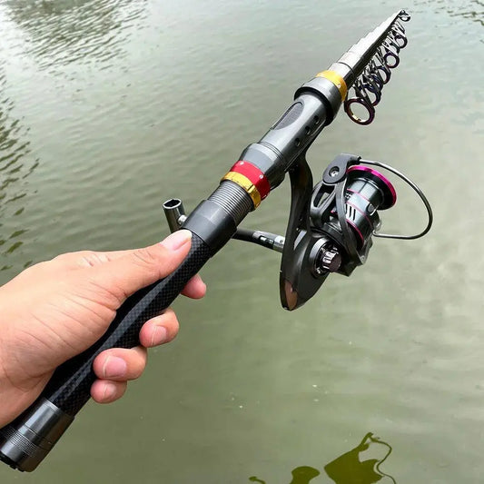 Telescopic Fishing Rod Combo Set 1.8m 2.1m 2.4m 2.7m 3.0m Super Hard Spinning Rod Reel Metal Spool Kits De Pesca Completo - Wild Frontier Gear LLC