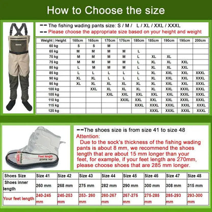 Waterproof Fly Fishing Waders and Felt Sole Shoes for Upstream Rock Fishing and Hunting - Wild Frontier Gear LLC