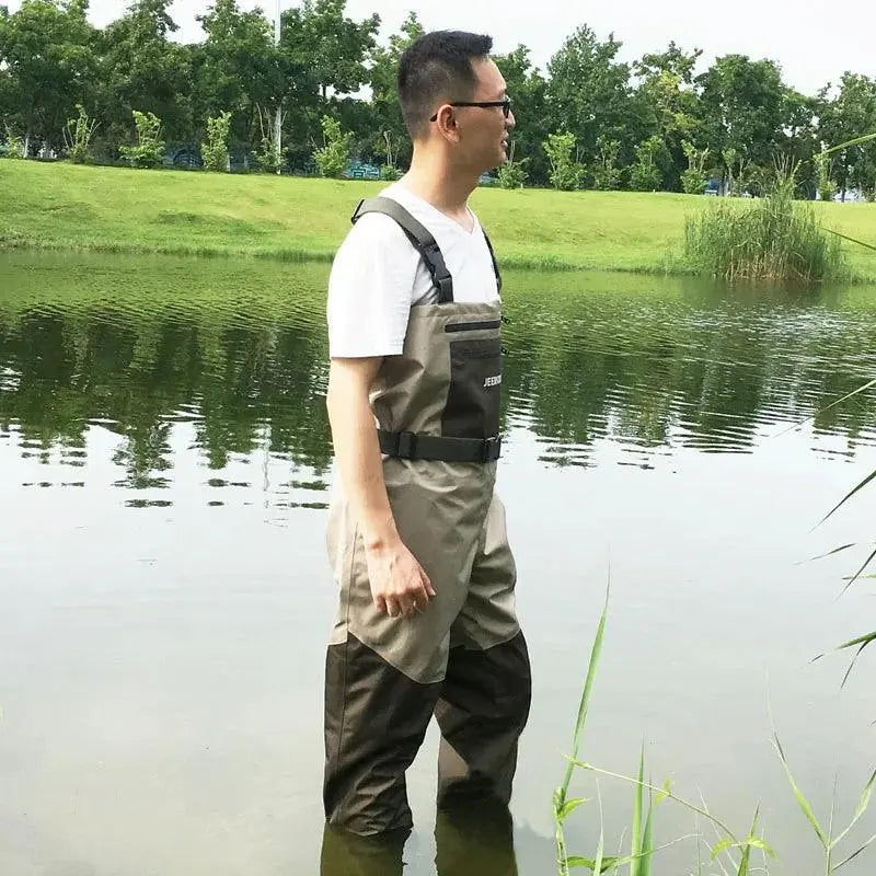 Waterproof Fly Fishing Waders and Felt Sole Shoes for Upstream Rock Fishing and Hunting - Wild Frontier Gear LLC